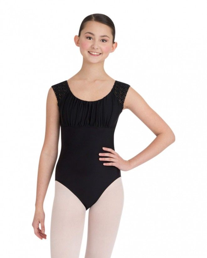Baiwu Adult Cap Sleeve Lace Up Round Back Leotard
